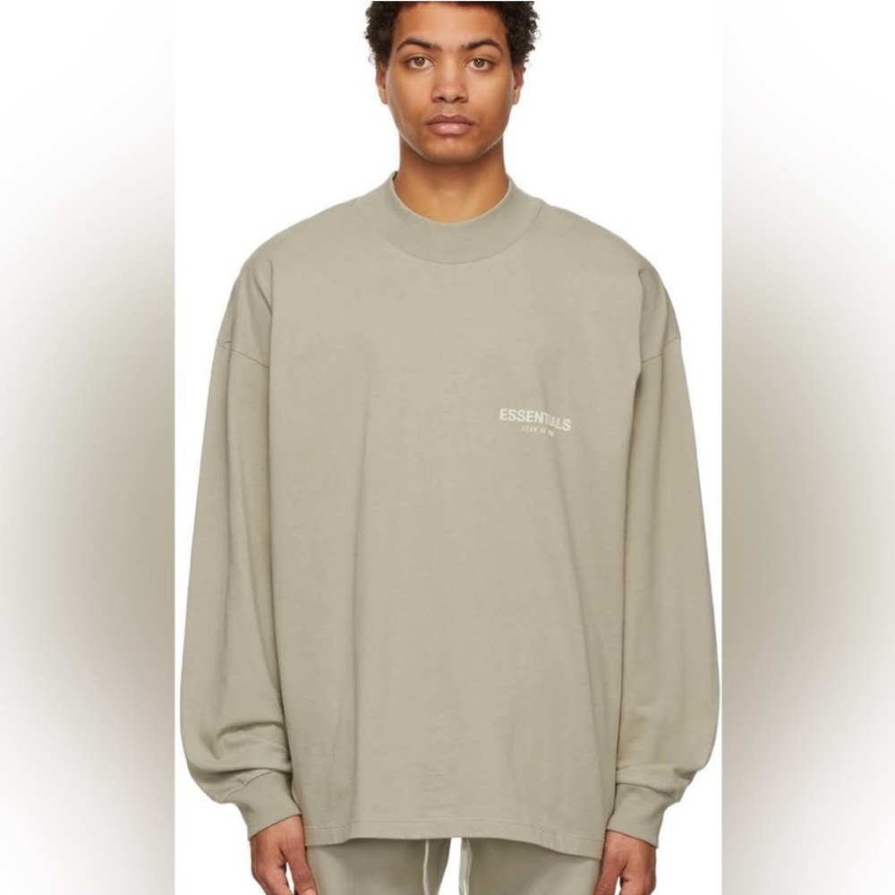 FEAR OF GOD Essentials Long Sleeve Tee in sea foam NWT